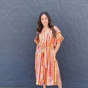 Forum Striped Midi Dress - Multicolor Oversized Flounce Effortless Joyful